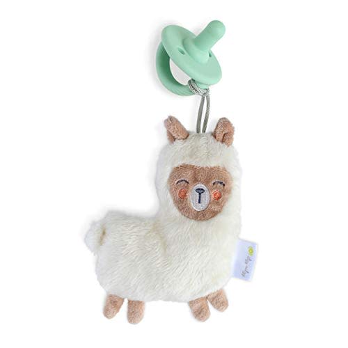 Itzy Ritzy Pacifier & Lovey Set - Includes Silicone Pacifier with Stuffed Animal Lovey - Detachable Plush Llama Pacifier Holder & Coordinating Mint Silicone Pacifier, Ideal for Ages 0 Months & Up