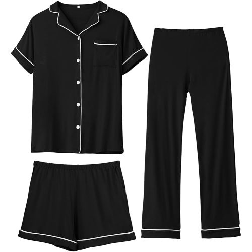 Rnxrbb 3 PCS Women Maternity Pajamas Set Nursing Postpartum Breastfeeding Pjs Sleepwear Lounger Clothes Button Down