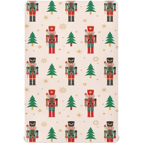 Christmas Nutcracker Crib Sheets for Boys Girls - Portable Microfiber Fitted Crib Sheet for Playard and Mini Crib Mattress, Soft & Breathable, 27x39 Inch