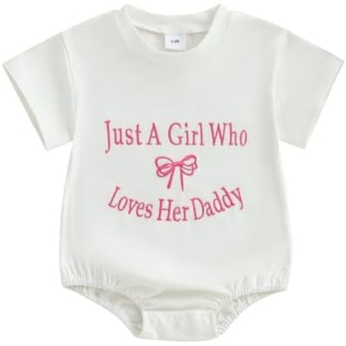 Newborn Baby Girl Romper Summer Clothes Bow Letter Embroidery Short Sleeve Bubble Romper Bodysuit T Shirt