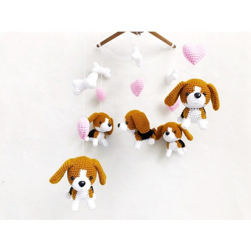 Beagle Puppy Crochet Baby Mobile, Dog baby mobile, Nursery decor,Dog crochet mobile, beagle baby mobile, Baby Shower Gift