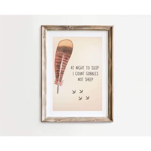 I count gobbles not sheep wall art, Turkey nursery print, Gobbler little boy's room wall art