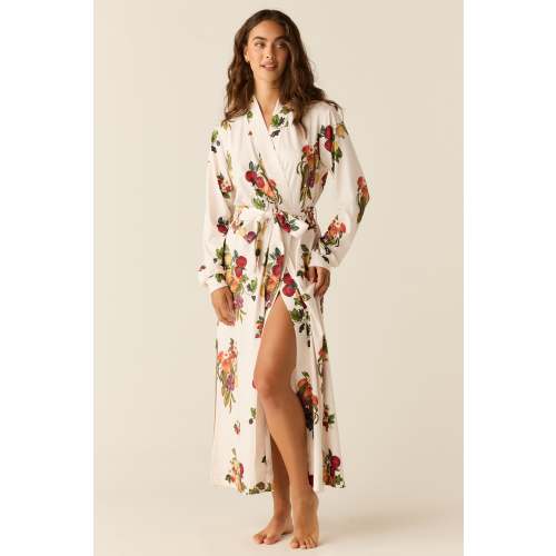 Skyler Cloud Jersey Banded Long Robe in Harvest