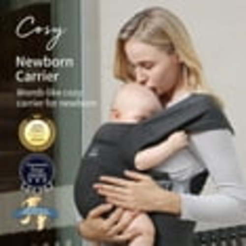 MOMTORY Newborn Carrier, Baby Carrier, Cozy Baby Wrap Carrier(7-25lbs), with Hook&Loop for Easily Adjustable, Soft Fabric, Deep Grey