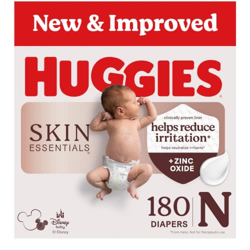 Huggies Skin Essentials Newborn Diapers, 180 Count (3 Packs of 60)