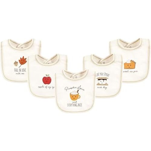 Touched by Nature Unisex Baby Organic Cotton Bibs, Fall Food, One Size