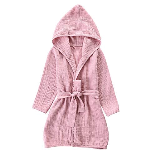TADO MUSLIN Organic Cotton Toddler Bathrobe, Soft and Breathable Baby Robe for Kid, Boy& Girl Hooded Robe Muslin