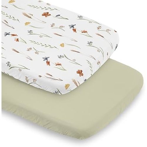 Sweet Jojo Designs Boho Floral Garden Flower Girl Baby Bassinet Sheets Fitted Sheet Set Infant Newborn Nursery Oval Rectangle Hourglass Mattress 2p Watercolor Bohemian Floral Farmhouse Vintage Chic