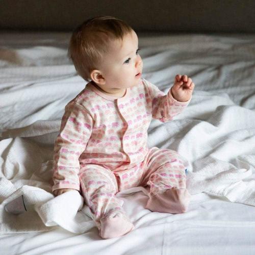 pink dancing elephants organic cotton magnetic parent favorite footie – Magnetic Me