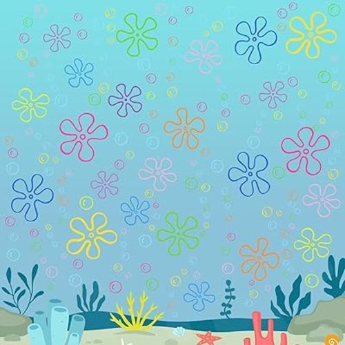 Spongebob Bubble Wall Decals - Under The Sea Bathroom Wall Stickers & Ocean Theme Peel and Stick Decals | Waterproof Vinyl Bubbles Stickers for Kids Room, Party, Nursery (Jellyfish & Flower Design)