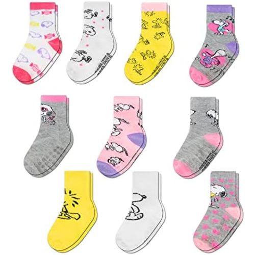 Peanuts Toddler Socks, Grip Socks for Kids, Snoopy Toddler Socks with Grippers, Toddler Non Slip Socks
