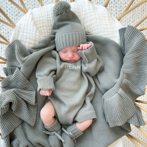 Personalized Knit Sweater Bubble Romper | Solid
