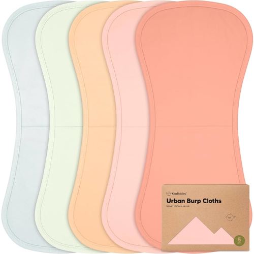 Organic Burp Cloths Baby Boy & Girl - 5-Pack Super Absorbent Cotton Burping Cloths for Babies, Soft & Plush Newborn Spit Up Rags, Infant Towels for Milk Spit Up, Unisex, Large 21" x 10" (Flora Dew)