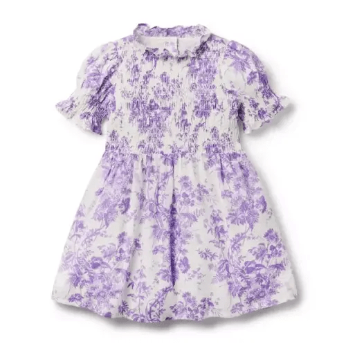 Floral Toile Smocked Dress