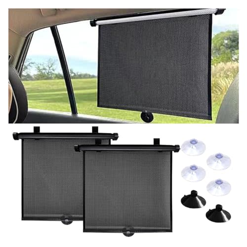 2PCS Car Window Shades for Baby, 18"×15" Retractable Car Shades for Side Window with Suction Cups, Blocks Heat and UV Rays Glare Protection, Baby Auto Accessories for Cars House Office Window