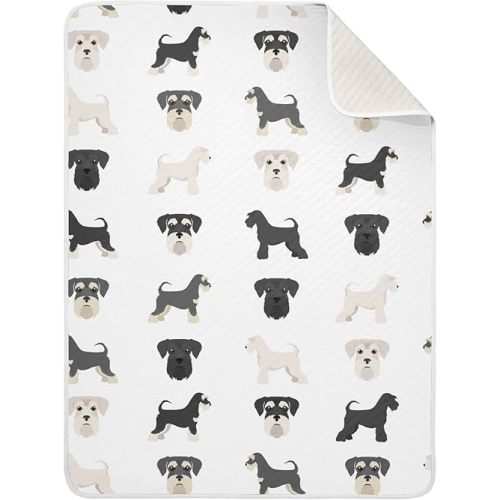Swaddle Blanket for Infants, Miniature Schnauzer Dogs, Cotton, Lightweight Soft Swaddling Blanket for Crib, Stroller, Nursery, 30X40 in