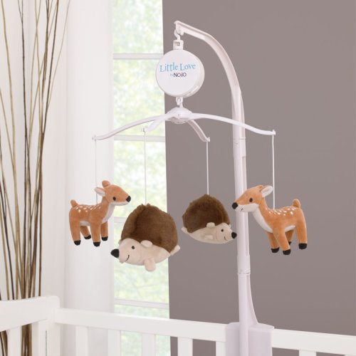 Zoomie Kids Adker Little Love Plush Deer and Hedgehog Musical Mobile | Wayfair