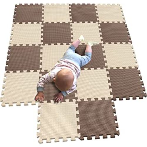 MQIAOHAM Solid playmats for Children Soft eva Foam mats for Kids playmats for Baby Foam Floor Tiles Jigsaw mats Animal Rug Baby mats Floor Gym Toddler Play mat Bedroom 18 Pieces Coffee Beige 106110