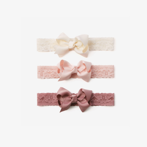 Mauve Lace Baby Girl Headbands 3pk - Elegant Baby