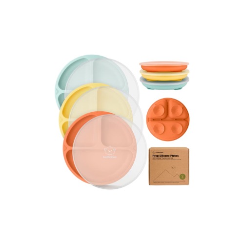 3-Pack Prep Silicone Suction Plates with Lids