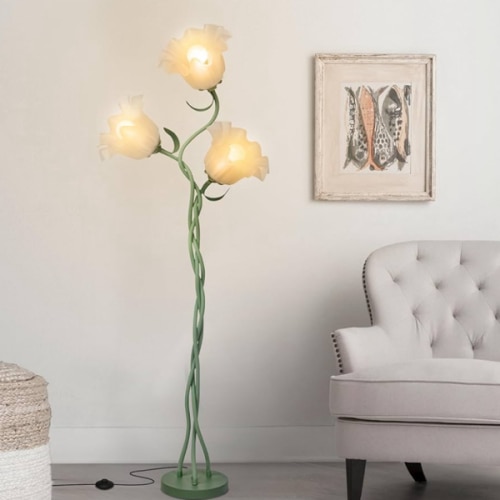 Flower Floor Lamp for Living Room, Tall Flower Reading lamp with Flexible Neck Shaft for Bedroom Decor, Modern Corner Floor Lamps with 3-Color Temperatures LED Bulb