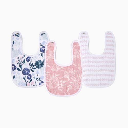 Aden + Anais Essentials Cotton Muslin Snap Bib (3 Pack) - Flowers Bloom