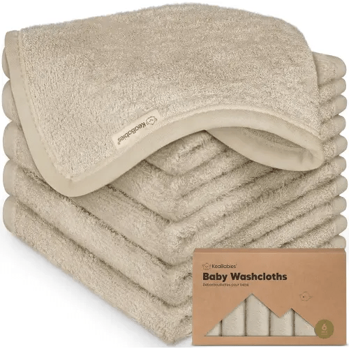 6-Pack Baby Washcloths - Soft Viscose from Bamboo Washcloth, Baby Wash Cloths for Newborn, Kids, Bath Baby Towels, Face Towel, Face Cloths for Washing Face (Earth Brown)