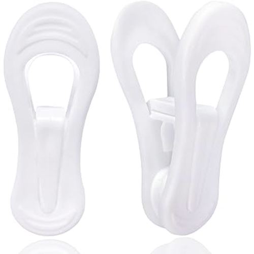 White Hanger Clips for Plastic Hangers 60 Pack, Multi-Purpose Plastic Clips Easily Add on Clothes Skirt Hangers, Strong Finger Clips for Home, Office, Closet