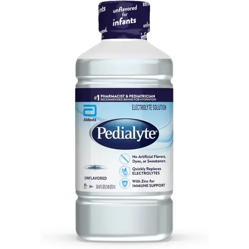 Pedialyte Electrolyte Solution, Unflavored, Hydration Drink, 33.8 Fl Oz. (Pack of 4)