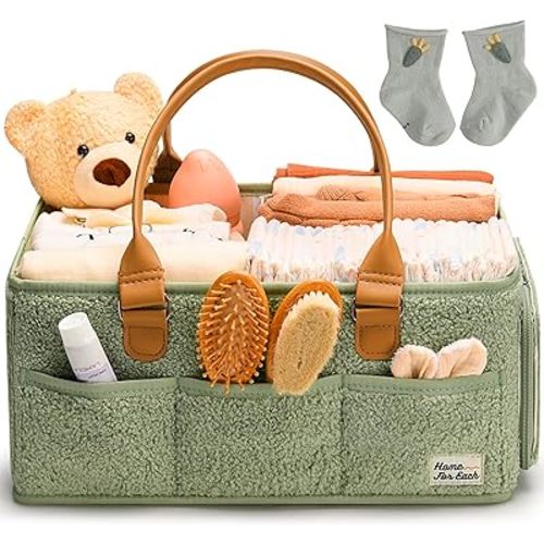 Baby Diaper Caddy Organizer with Handle, Diaper Bag Tote, Baby Organizers and Storage Diaper Organizer for Nursery Decor and Nursery Organization, Baby Basket, Diaper Bag organizer, Car Diaper Caddy