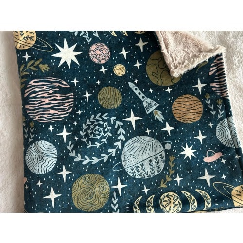 LOVEY, QUICK SHIP, Neutral Space Baby Crib Blanket, Rocket Crib Bedding, Stars Planets, Soft Blanket, Newborn Gift, Celestial Baby Shower