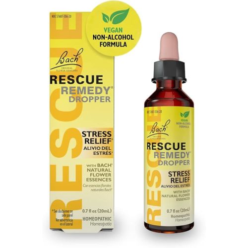 Bach RESCUE Remedy Dropper 20mL, Natural Stress Relief, Homeopathic Flower Essence, Vegan, Gluten & Sugar-Free, Non-Habit Forming (Non-Alcohol Formula)