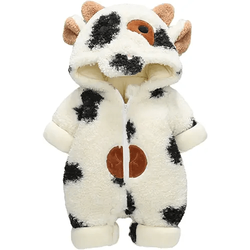 Baby Clothes Newborn Boy Girl Thick Fleece Snowsuit Winter Warm Coats Cow Prints Infant Hooded Romper Jumpsuit Infant