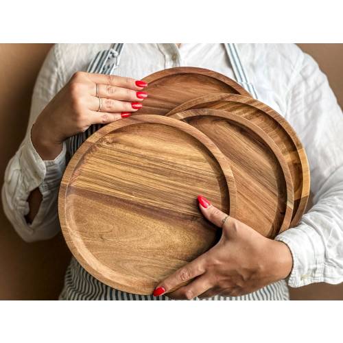 Premium Acacia Wood Dinner Plates | Perfect Christmas Gifts | Gifts for Her | Wooden Plates | Home Kitchen Gifts | Housewarming Gift