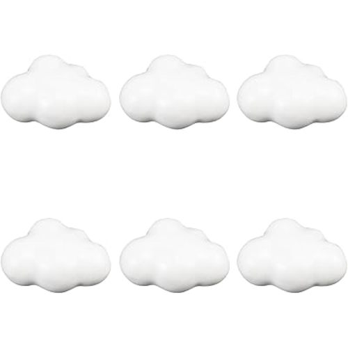 Dnyta 6pcs Cloud Shaped Ceramic Knobs Decorative Pulls for Wardrobe,Drawers,Cabinets,Jewelry Box-White