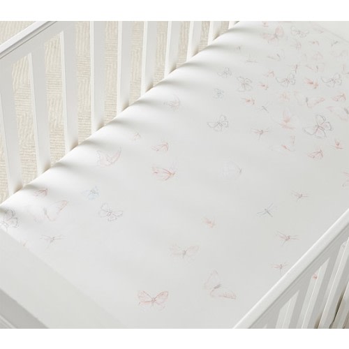 Monique Lhuillier Ethereal Butterfly Sateen Crib Sheets | Pottery Barn Kids