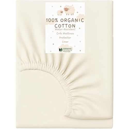 ORGANIC TEXTILES Water-Resistant Fitted Sheet Baby Mattress Liner Pad Protector - 100% Organic, GOTS Certified - Full Standard Crib (52"x28") - Pack of 1