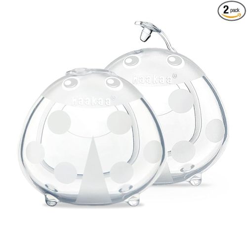 haakaa Ladybug Breast Milk Collector - Soft Breast Shells | Wearable Nursing Cups | Breastmilk Saver| Letdown Catcher for Pumping,Breastfeeding Moms,Protect Sore Nipples-2.5 oz/75 ml,2pcs