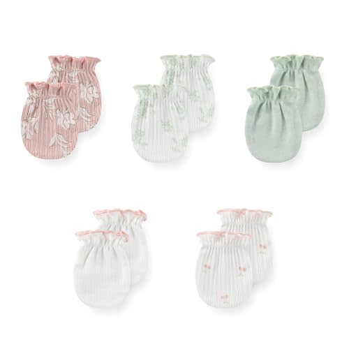 JELYLOVE 5 Pack Unisex New Born Boy Girls No Scratch Mittens Cotton Soft Baby Gloves Accessory 0-3 Months Infant Essentials