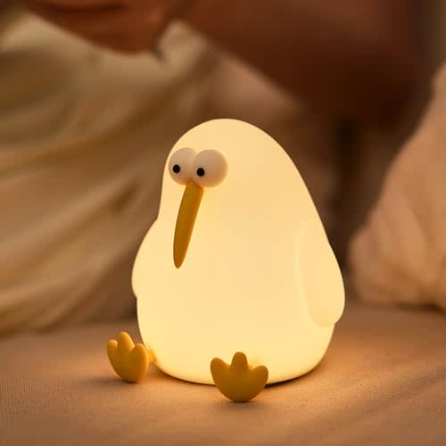 Cute Baby Night Light for Kids,Squishy Kiwibird Lamp for Night Stands,Rechargeable Dimmable Silicone Nursery Toddler Animal Nightlight,Fun Decor for Children