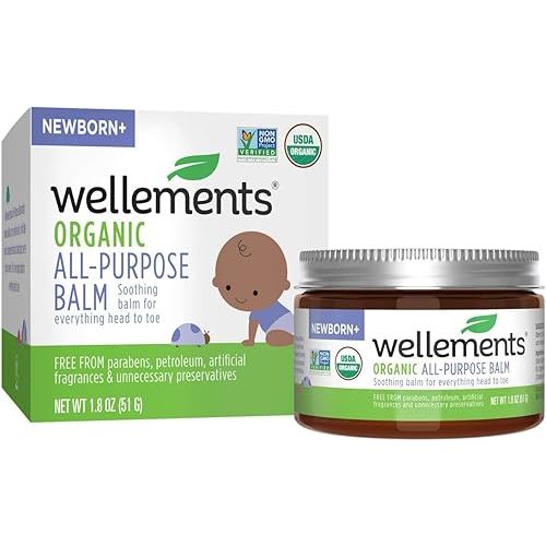 Wellements All Purpose Balm for Babies and Kids | Gentle and Soothing All Over Ointment for Dry, Chafed and Sensitive Skin | Free From Petroleum, Parabens and Fragrances | 1.8 Fl Oz
