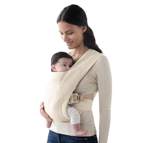 Ergobaby Embrace Baby Carrier Newborn to Toddler - Lightweight Ergonomic Baby Carriers - Cozy Essentials (7-25 Pounds), Ponte Knit, Cream