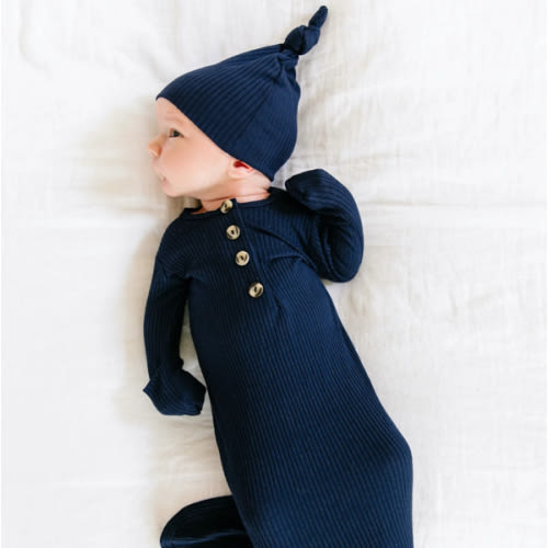 Hayden Ribbed Newborn Hat Bundle (Gown)