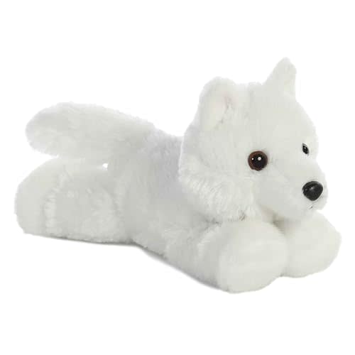 Aurora® Adorable Mini Flopsie™ White Wolf Stuffed Animal - Playful Ease - Timeless Companions - White 8 Inches