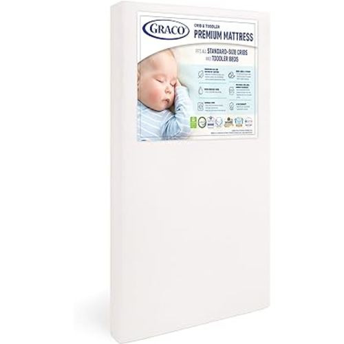 Graco Premium Crib & Toddler Mattress - GREENGUARD Gold and OEKO-TEX STANDARD 100 Certified, CertiPUR-US Certified Foam, Machine Washable Cover, Waterproof Sleep Surface, Fits Crib & Toddler Bed