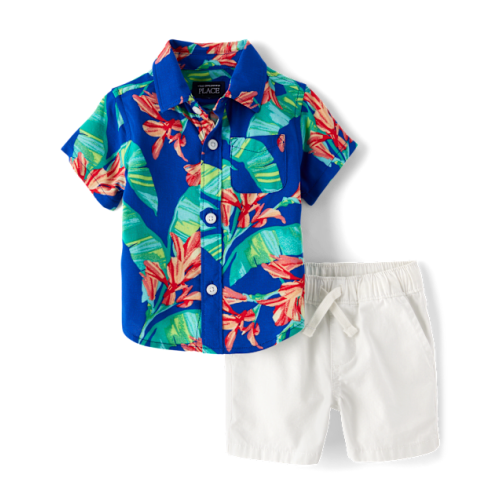 Baby Boys Matching Family Tropical 2-Piece Outfit Set - Blue