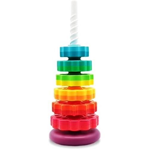Baby Spin Stack Toy,Premium Stacking Toy for Kids,Baby Spinning Stacking Toy for Babies and Toddlers,Educational Toddler Learning Toy,Baby 1 2 3 Birthday Gifts,Autism Sensory Spinning Toy