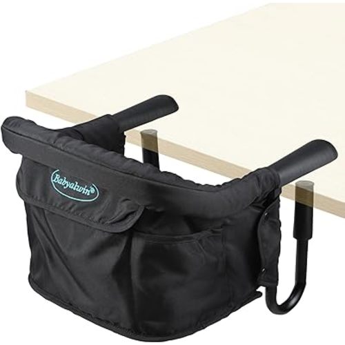 Fold-Flat Hook Chair, Portable & Washable Table Chair for Restaurants and Travel - Space-Saving Design for Easy Feeding and Comfortable Dining Experience(Black)