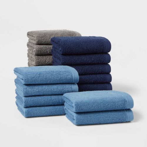 18pk Everyday Washcloths Blue/gray - Room Essentials™
