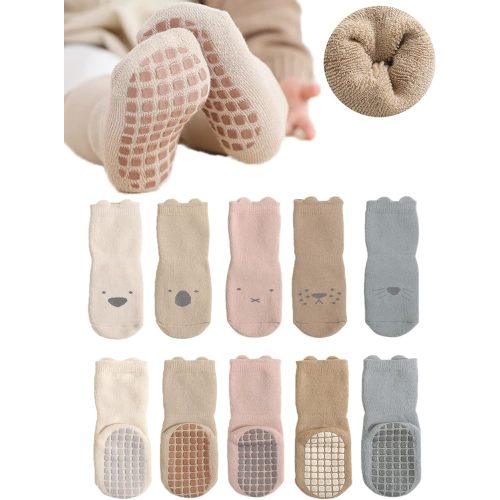 Baby Non-skid Grip Socks Toddler Socks Warm Thick Anti Skid Slipper Crew Socks for Girls Boys Newborn Infant